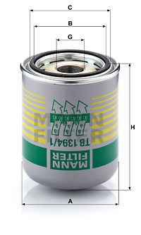 Lufttorkarpatron, kompressorsystem MANN-FILTER TB 1394/1 x