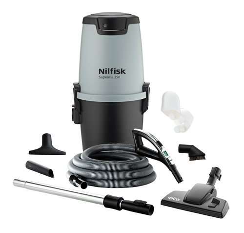 Nilfisk All-in-1 Supreme 250 Wireless+ 9 Mtr Centraldammsugare - Grå