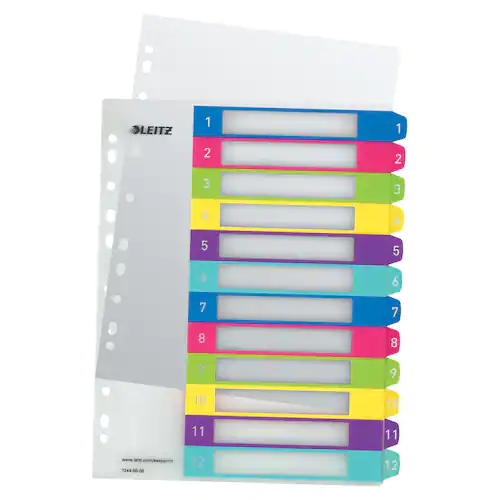Leitz Plastregister WOW PP A4+ 1-12