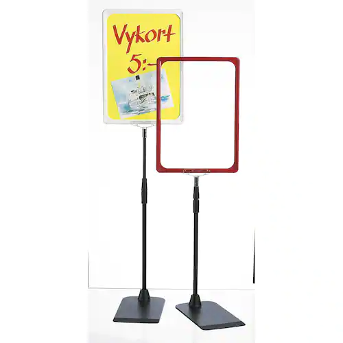 Skyltstativ, A4, teleskopskaft, vit