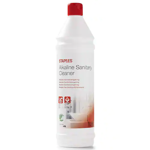 Staples Alkaliskt rengöringsmedel för toalett och badrum, oparfymerat, klart koncentrat, 1l