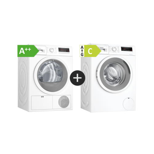 Bosch Wan282i3sn + Wth85vi8sn Vask Og Tør Serie 4 Frontmat. Tvättmaskiner - Vit