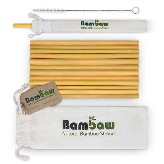 Bambaw Sugrör Bambu, 12-pack Långa