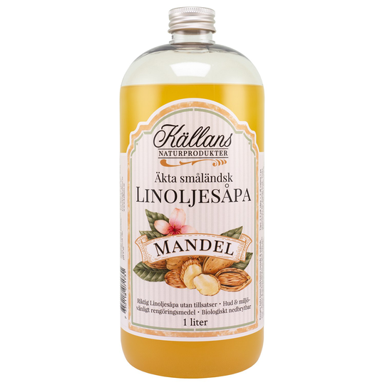 Källans Naturprodukter Äkta Småländsk Linoljesåpa Mandel 1 L