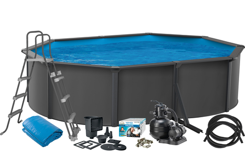 Swim & Fun Basic Pool Oval 490x360x120cm, Anthracit Grå Pooler