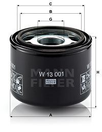 Filter, drifthydraulik MANN-FILTER W 13 001