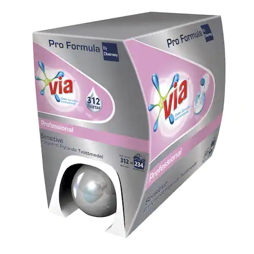 VIA Tvättmedel, Pro Color, för känslig hud, flytande, påse i låda, 7,5 l