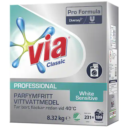 VIA Tvättmedel Professional Sensitive 8,32kg