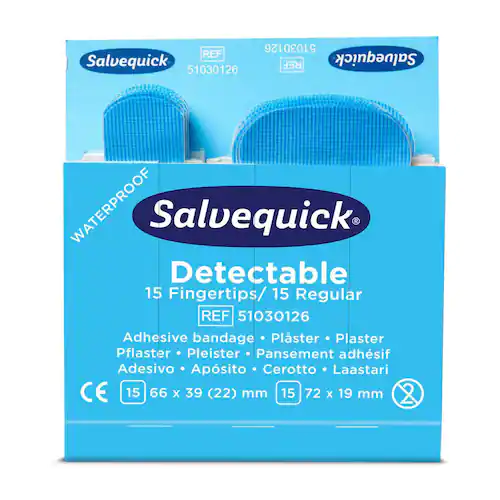 Salvequick Plåster Detect. finger refill blå