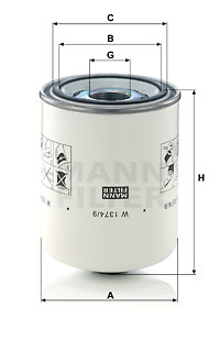 Filter, drifthydraulik MANN-FILTER W 1374/9