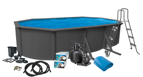 Swim & Fun Basic Pool Oval 610x36x120cm, Anthracit Grå Pooler