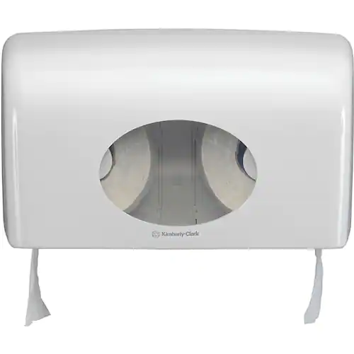 Aquarius (Kimberly-Clark) Dispenser för toalettpapper, manuell, dubbla fördelningsluckor, plast, vit