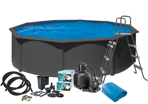 Swim & Fun Basic Pool Round 60x 120 Cm, Anthracit Grå Pooler