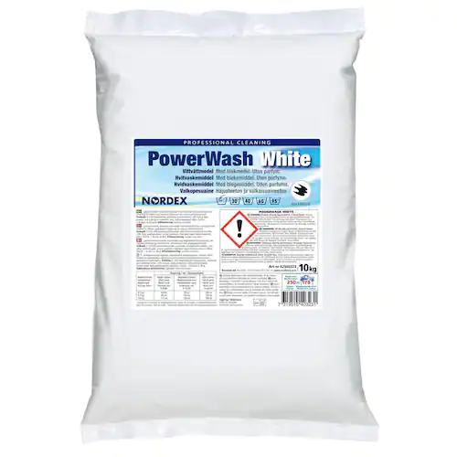 NORDEX Tvättmedel Clara Pro PowerWash för professionellt bruk, pulver, lågskummande, vit, 10kg