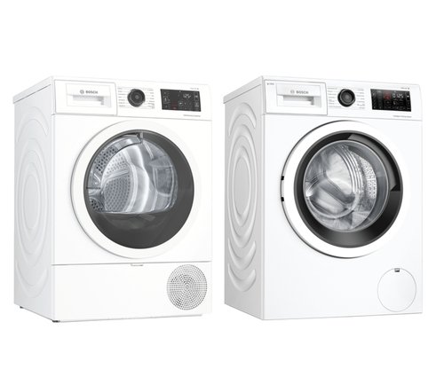Bosch Wau28pihsn + Wtu876ihsn Frontmat. Tvättmaskiner - Vit