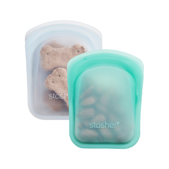 Stasher Bag Återanvändbar Förvaringspåse Silikon - Pocket Clear & Aqua, 2-pack