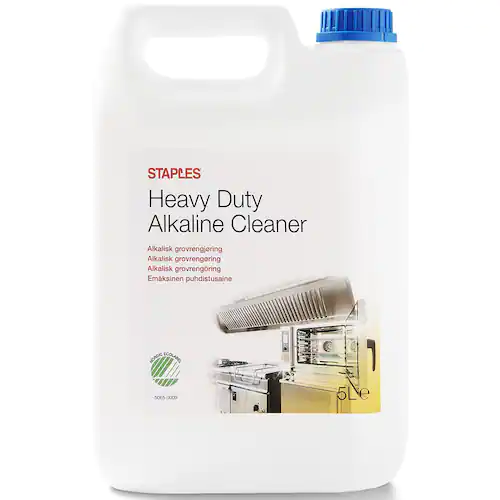 Staples Starkt alkaliskt universalrengöringsmedel och avfettningsmedel, oparfymerat, gult koncentrat, 5 L