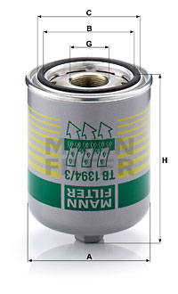 Lufttorkarpatron, kompressorsystem MANN-FILTER TB 1394/3 x