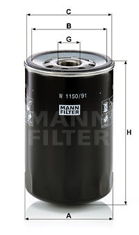 Filter, drifthydraulik MANN-FILTER W 1150/91