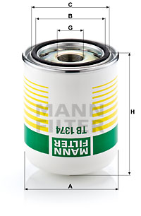 Lufttorkarpatron, kompressorsystem MANN-FILTER TB 1374 x