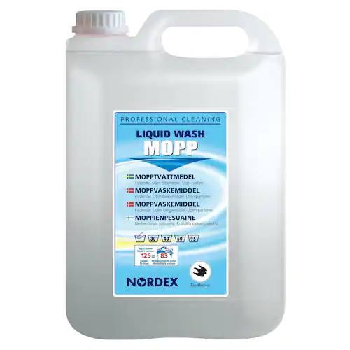 NORDEX Flytande tvättmedel, lågskummande, fritt från blekmedel, oparfymerat, 125 tvättar, 5 l
