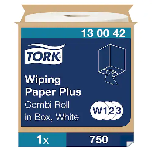 Tork Industritorkrulle Plus W1/2/3 vit 750m