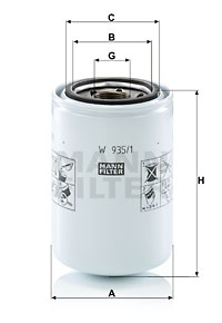 Filter, drifthydraulik MANN-FILTER W 935/1