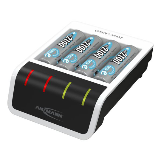 Ansmann 1001-0092-01 Batteriladdare NiMH/NiCD, Comfort Smart + 4× AA 2100mAh