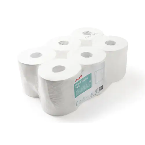 Staples Torkrulle, 2-lagers, 450 ark, präglad, 198 mm, vit