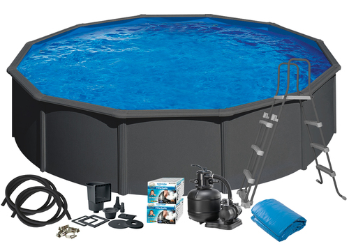 Swim & Fun Basic Pool Round 50x 120 Cm, Anthracit Grå Pooler