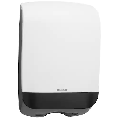 KATRIN Dispenser Inclusive M, för pappershanddukar, manuell, plast, vit, 450 x 301 x 146 mm